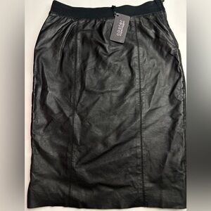 Coster Copenhagen leather pencil skirt with‎ jersey back